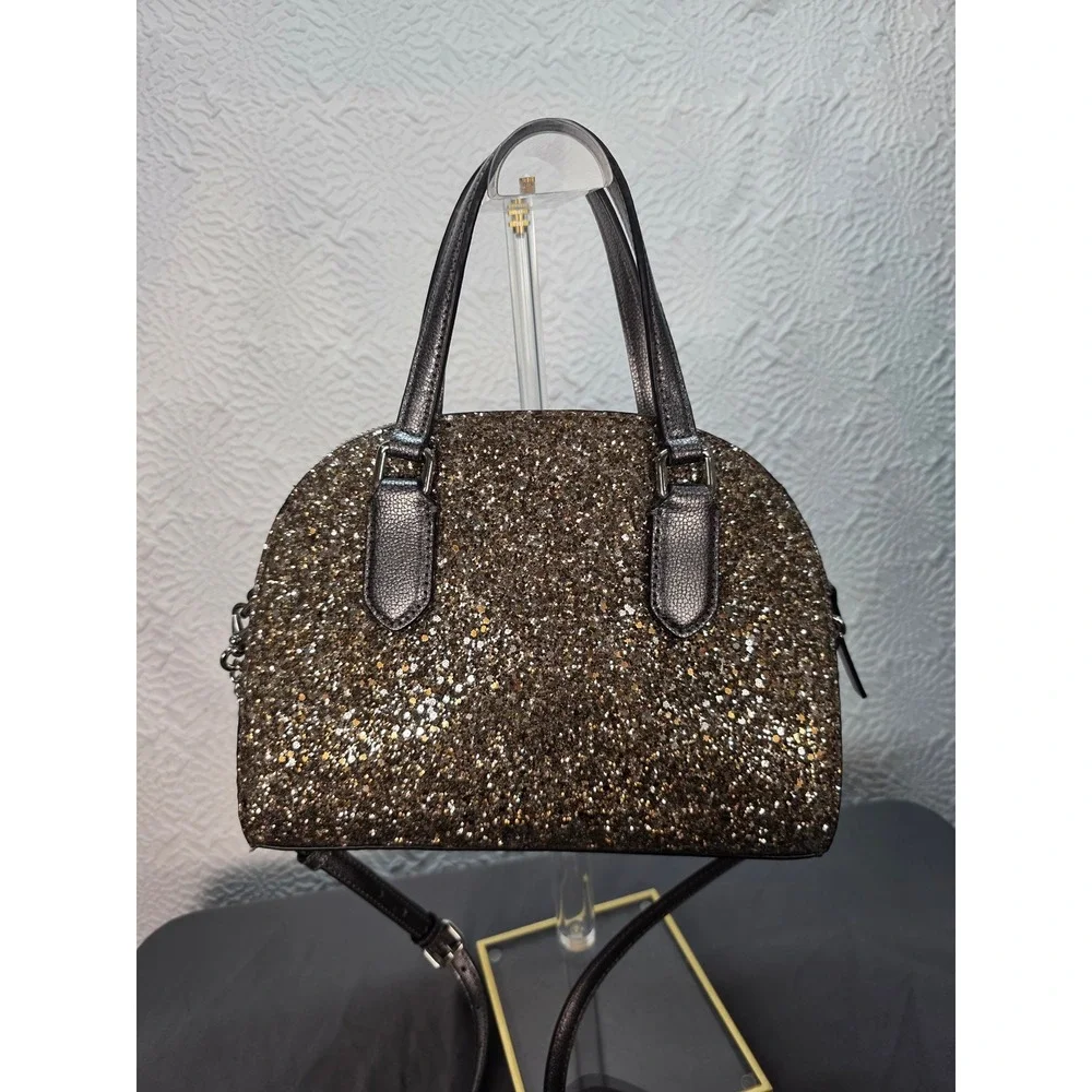 Kate Spade Laurel Way Mini Reiley Glitter Satchel Crossbody bag Gunmetal B